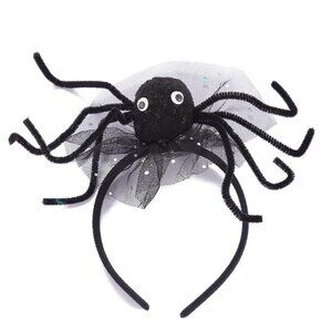 Women Halloween Spider Headband Glitter Spider Web Headdress Theme Party Headpie